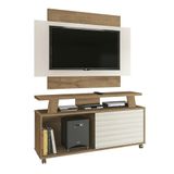 Conjunto Rack E Painel Sala Para Tv Até 50 Polegadas Canelato-off White 3d Canelato-off White 3d