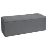 Calçadeira Recamier Baú Queen 1,60m Roma Suede - Pallazio Cor Cinza