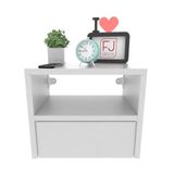 Mesa De Cabeceira Suspensa 30 Cm Com Gaveta Mdf Branco