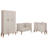 Quarto Bebê Infantil Completo Iris 100% Mdf-roupeiro-berço-comoda - Moveis Estrela Off-white