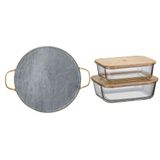 Kit Pedra Para Pizza De Pedra Sabão Com Alças De Cobre + Potes Herméticos Refratários Com Tampa De Bambu Electrolux
