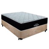 Cama Box Casal Suede + Colchão Airtech Molas Ensacadas Antares Ortobom Bege 138x188cm Por Pes