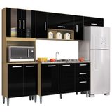 Cozinha Com Balcao Sem Tampo 244 Cm 506x08 Damasco Preto Poqq Damasco Preto