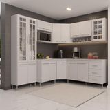 Cozinha Modulada Completa Fidelitá Viena 7 Peças 410cm 16 Portas 3 Gavetas Com Tampo Branco