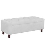 Calçadeira Baú Casal Queen Estofada Valencia Veludo Cor Branco