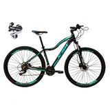 Bicicleta Aro 29 Ksw Mwza 24v Câmbio Shimano Acera K7 Garfo Trava Freio A Disco - Preto/azul Tam.15