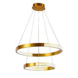 Luminaria Pendente Led 2 Aneis Lustre 52w Luxo Arco Cristal Moderno Sala Quarto Cozinha R