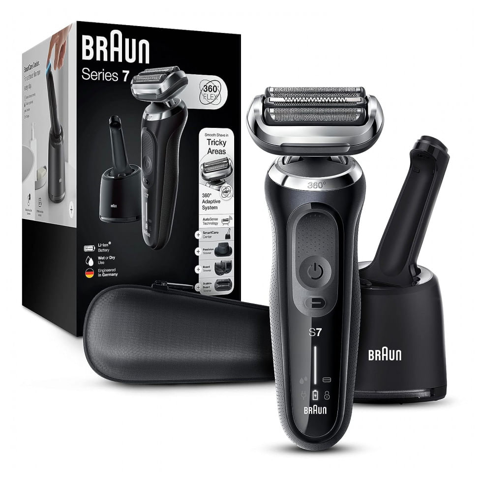 Barbeador Eletrico Masculino Portatil Braun 7085cc Com Acessorios E Estojo, Preto