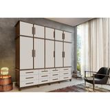 Guarda Roupa Casal Rústico 5 Portas 12 Gavetas Malbec Off White Berlim - Cor: Marrom