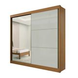 Guarda Roupa Casal 2 Portas Com Espelho 6 Gavetas 100% Mdf Titanium Cor:cinamomo Off