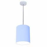 Luminária Pendente Md-4102 Cúpula Em Tecido Cor Azul-bebê Cor Da Canopla Branca E Fio Transparente