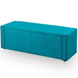 Calçadeira Baú Casal Queen Estofada Toronto Veludo Cor Azul Claro