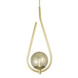 Lustre Pendente On Drop - Dourado Com Globo De Vidro Âmbar