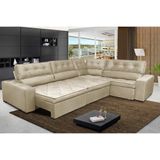 Sofa De Canto Retrátil E Reclinável Com Molas Cama Inbox Austin 3,45x2,44 Ou 2,44x3,45 Velusoft Bege