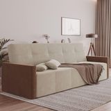 Sofa Cama Retrátil E Reclinável Casal Paris 2,10m Veludo Areia-marrom - Cor: Bege