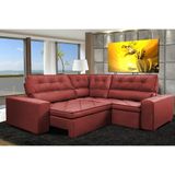 Sofa De Canto Retrátil E Reclinável Com Molas Cama Inbox Austin 2,70m X 2,70m Velusoft Vermelho