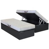 Cama Box Baú Solteiro: Colchão Ortopédico Herval D28 - Ag65 Frontier + Base Crc Suede Gray(88x188)