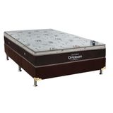 Cama Box Casal: Colchão Molas Ensacadas Ortobom Superpocket Sleep King + Box Suede Brown(138x188)