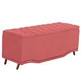Calçadeira Baú Queen Estofada Maitê Veludo Cor Rose