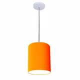 Luminária Pendente Md-4102 Cúpula Em Tecido Cor Laranja Cor Da Canopla Branca E Fio Transparente