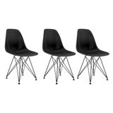 Conjunto 3 Cadeiras Eames Pp Preto Eiffel Base Preta