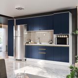 Cozinha Modulada Celeste Kappesberg 100% Mdf Branco/azul 360cm