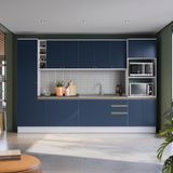 Cozinha Modulada Celeste Kappesberg 100% Mdf Branco/azul 340cm