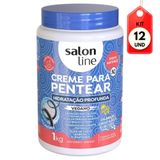 Kit C/12 Salon Line Hidratação Profunda Creme P/ Pentear 1kg