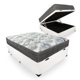 Cama Box Com Baú Casal + Colchão De Molas Ensacadas - Ortobom - Iso Superpocket 138cm Cor:branco