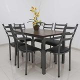 Mesa Lisboa 140cm Com 6 Cadeiras Aço Preto