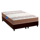 Cama Box King: Colchão Espuma D33 Probel Guarda Costas + Base Crc Suede Brown(193x203)