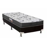 Cama Box Solteiro: Colchão Ortopédico Herval D28-ep Anatômico Black + Base Crc Suede Black(88x188)