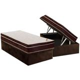 Cama Box Baú Solteiro: Colchão Ortopédico Ortobom Exclusive + Base Crc Courano Black(88x188)