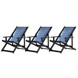 Kit 3 Espreguiçadeiras Dobrável Black Cb-azul