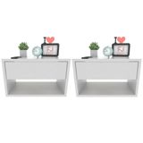 Kit 2 Mesas De Cabeceira Suspensa 1 Gaveta 40 Cm Mdf Branco