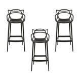 Conjunto C/3 Banqueta Allegra Alta Master Preta Cozinha Americana Balcão Polipropileno