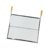 Grelha Especial Inox Moeda 60x50 Para Churrasco Cabo Madeira - Gudim