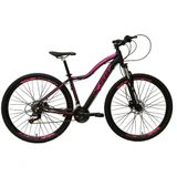 Bicicleta Feminina Aro 29 Ksw Mwza Alumínio 24v Câmbios Shimano Garfo Com Trava No Ombro - Preto/rosa Tam.15