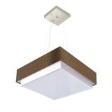 Lustre Para Sala De Jantar Vivare Md-4405 Cúpula Em Tecido 60x60cm Cor Cáqui Bivolt