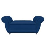 Divã Recamier Com Baú Grécia 1,55 Cm Suede Azul Marinho
