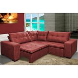 Sofa De Canto Retrátil E Reclinável Com Molas Cama Inbox Oklahoma 2,40m X 2,40m Velusoft Vermelho