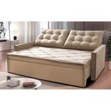Sofá Sem Caixa Retrátil E Reclinável 1,65m Cama Inbox Studio Suede Velusoft Bege