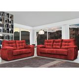 Conjunto Sofá Luxemburgo 3 E 2 Lugares 1,52m E 2,02m Suede Vermelho