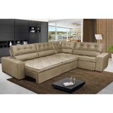 Sofa De Canto Retrátil Reclinável De Molas Cama Inbox Austin 3,85x2,64 Ou 2,64x3,85 Velusoft Castor