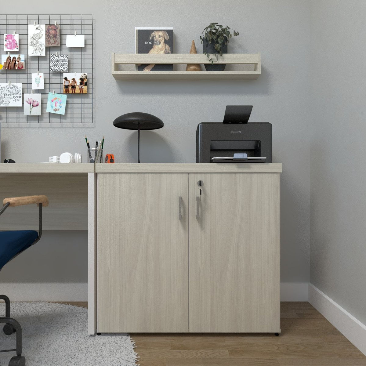 Armário Baixo Com 2 Portas Para Escritório / Home Office Branco/geneve