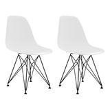 Conjunto 2 Cadeiras Eames Pp Branco Eiffel Base Preta