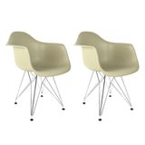 Conjunto 2 Cadeiras Eames Com Braço Fendi Eiffel Cromada