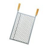 Grelha Popular Moeda Inox 33x30 Para Churrasco Cabo Madeira - Gudim