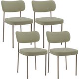 Kit 04 Cadeiras Decorativa Estofada Para Sala De Jantar Melina Base Arena L02 Bouclê Oliva - Lyam Decor