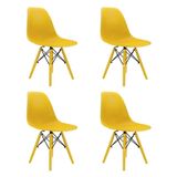 Conjunto 4 Cadeiras Eames Pp Amarela Pés Em Polipropileno